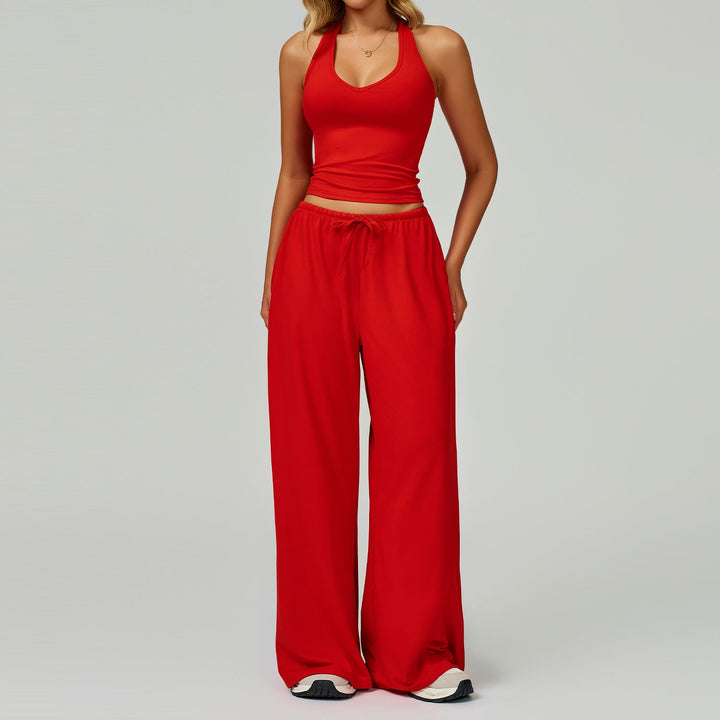 Crop Tank Wide-Leg Trouser Set in Red — VerolynBoutique