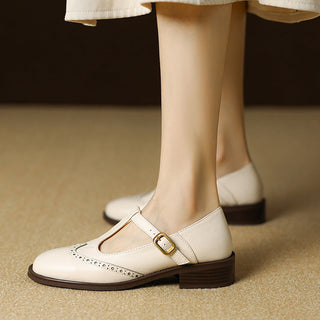 Verolyn cushioned t-strap block heel mary janes in beige