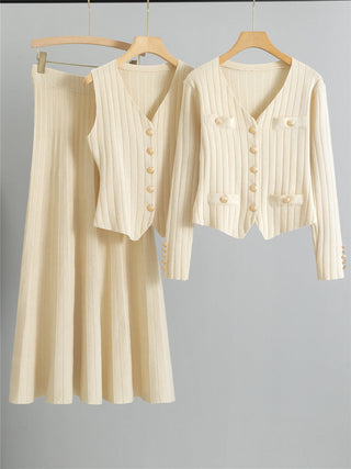 Verolyn - Buttoned Vest and Skirt Set