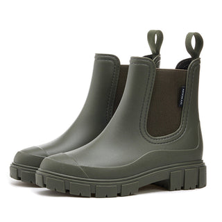 Chunky Sole Chelsea Rain Boots in Green — VerolynBoutique