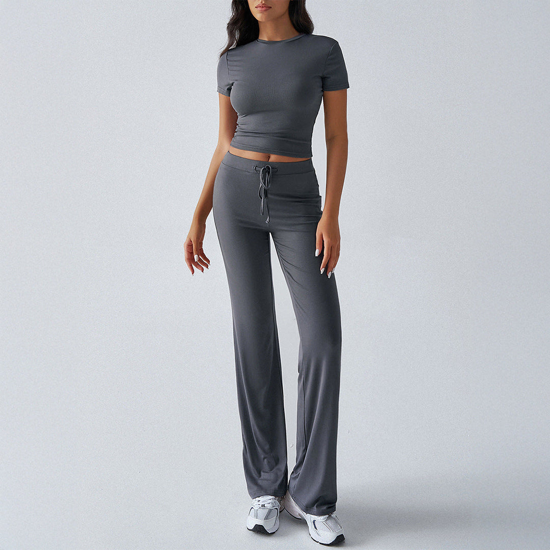 Crop Tee Drawstring Jogger Set in Charcoal — VerolynBoutique
