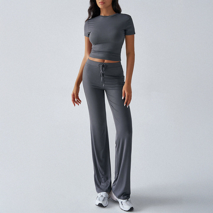Crop Tee Drawstring Jogger Set in Charcoal — VerolynBoutique