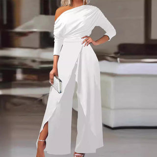 Verolyn - Ruched Wrap Split Hem Jumpsuit