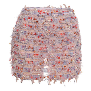 Fringe High-Waist Mini Skirt in Light Pink — VerolynBoutique