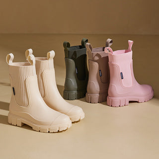 Sock Collar Chelsea Rain Boots in Pink — VerolynBoutique