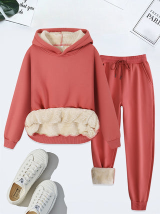 Fleece-Lined Hoodie Jogger Set in Fuchsia — VerolynBoutique