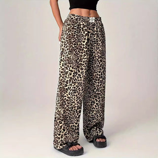 Leopard Print Straight Leg Trousers in Brown Leopard — VerolynBoutique