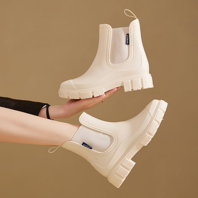 Chunky Sole Chelsea Rain Boots in Pink — VerolynBoutique
