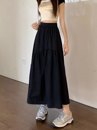 Tiered Pull-On Maxi Skirt in Black — VerolynBoutique