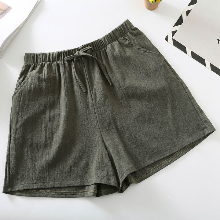 Relaxed Drawstring Cotton Shorts in Green — VerolynBoutique