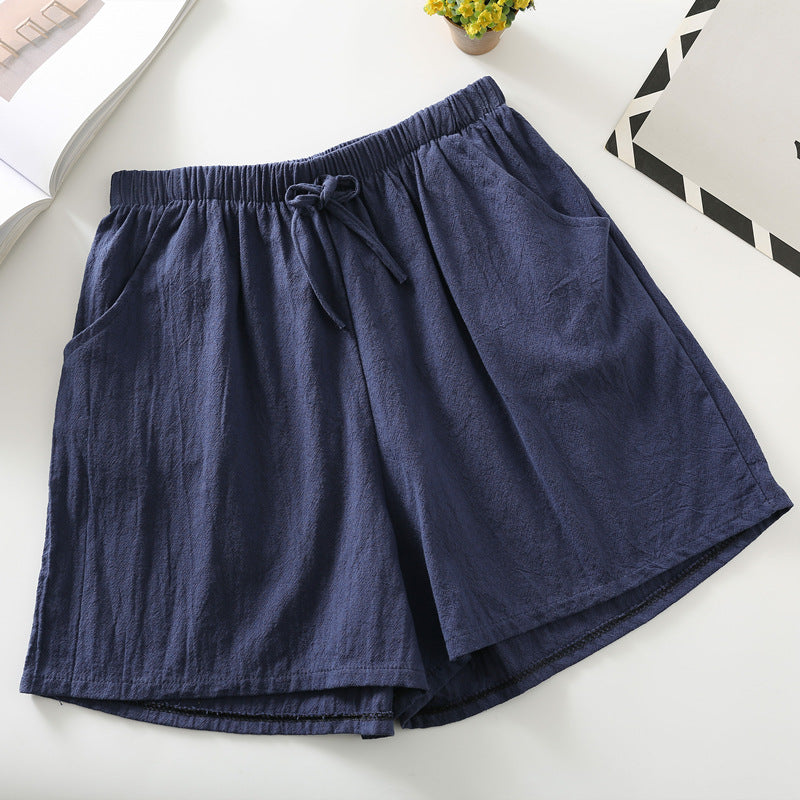 Relaxed Drawstring Cotton Shorts in Blue — VerolynBoutique