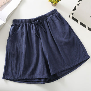 Relaxed Drawstring Cotton Shorts in Blue — VerolynBoutique