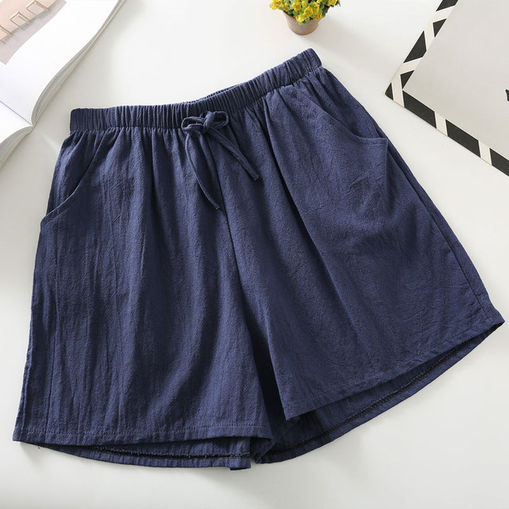 Relaxed Drawstring Cotton Shorts in Blue — VerolynBoutique