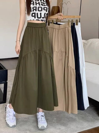 Tiered Pull-On Maxi Skirt in White — VerolynBoutique
