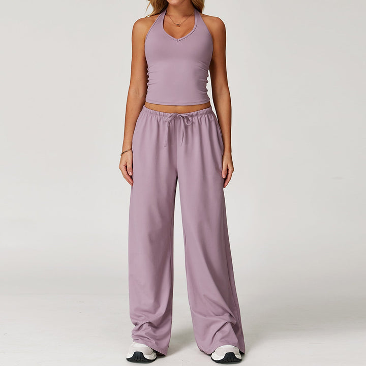 Crop Tank Wide-Leg Trouser Set in Purple — VerolynBoutique