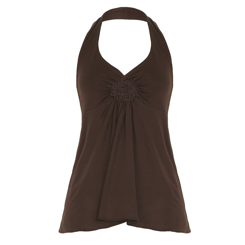 Basic Halter Neck Tank Top in Brown — VerolynBoutique