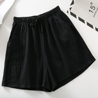 Relaxed Drawstring Cotton Shorts in Black — VerolynBoutique