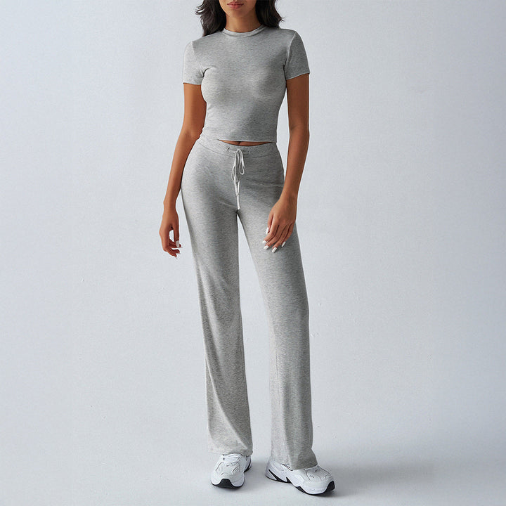 Crop Tee Drawstring Jogger Set in Grey — VerolynBoutique
