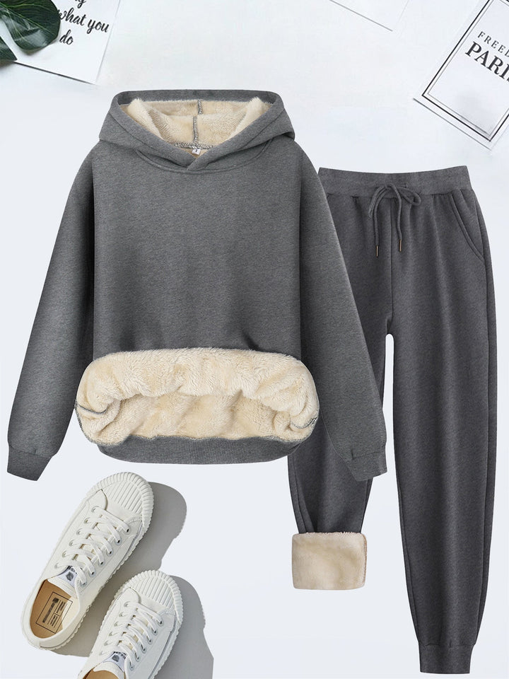 Fleece-Lined Hoodie Jogger Set in Charcoal — VerolynBoutique