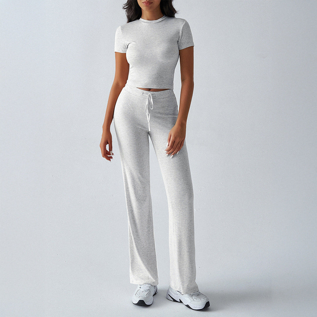 Crop Tee Drawstring Jogger Set in White — VerolynBoutique
