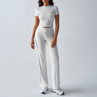 Crop Tee Drawstring Jogger Set in White — VerolynBoutique
