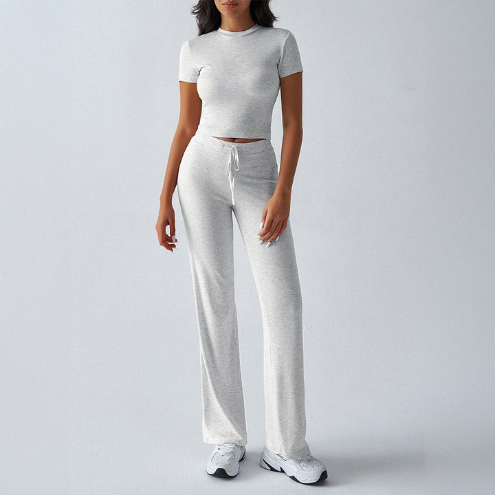 Crop Tee Drawstring Jogger Set in White — VerolynBoutique