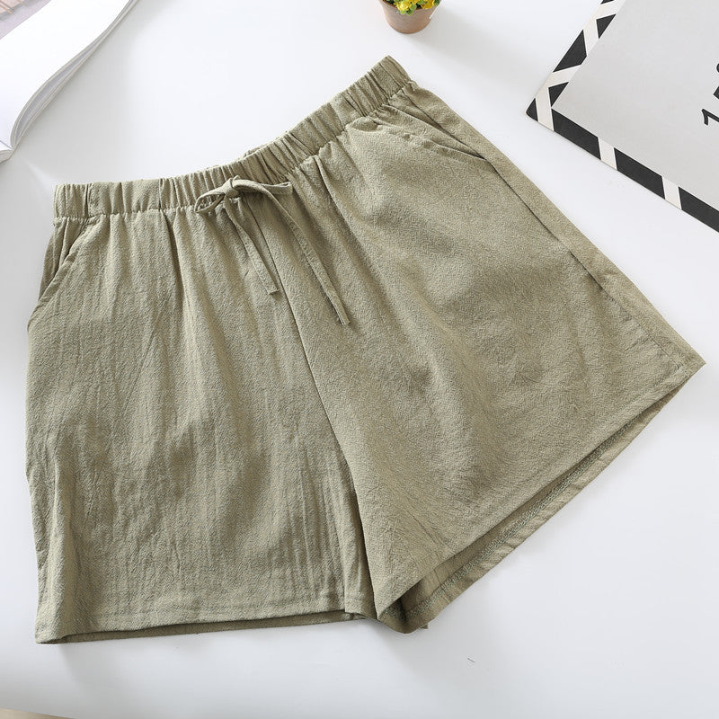 Relaxed Drawstring Cotton Shorts in Olive — VerolynBoutique