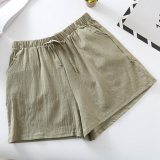 Relaxed Drawstring Cotton Shorts in Olive — VerolynBoutique