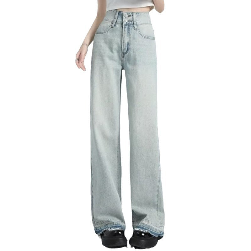 Frayed Hem Loose Fit Jeans in Light Denim — VerolynBoutique