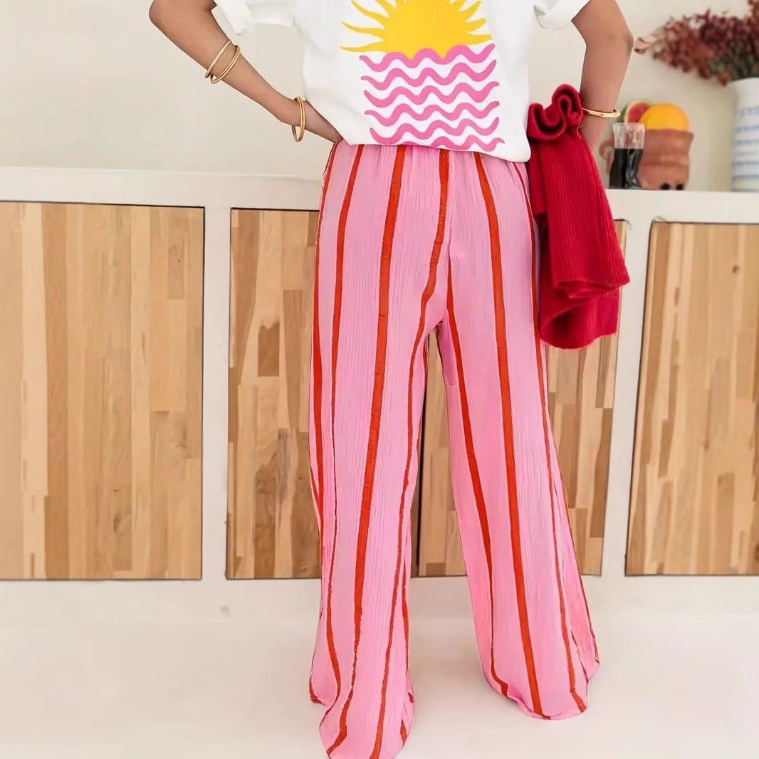 Bold Stripe Wide Leg Trousers in Pink — VerolynBoutique