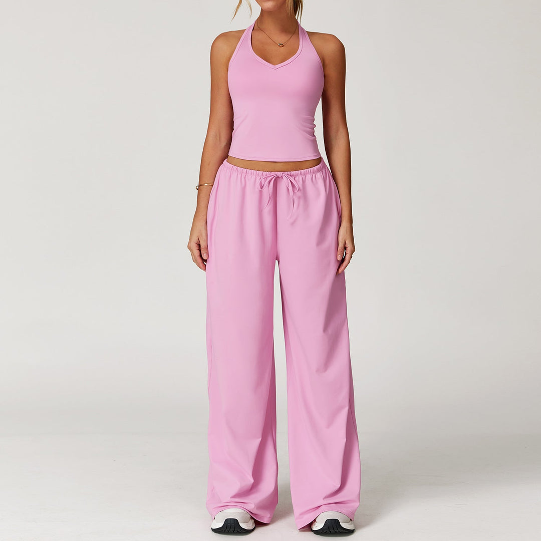 Crop Tank Wide-Leg Trouser Set in Fuchsia — VerolynBoutique