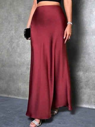 Satin High-Waist Maxi Skirt in Red — VerolynBoutique