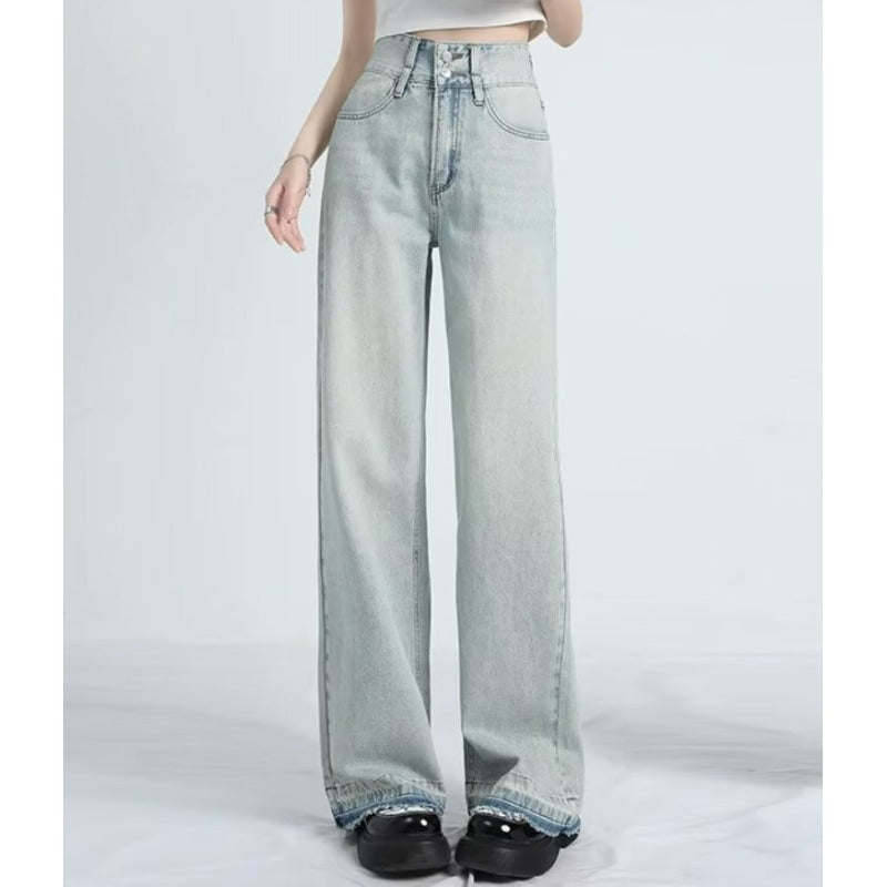 Frayed Hem Loose Fit Jeans in Light Denim — VerolynBoutique