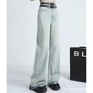 Frayed Hem Loose Fit Jeans in Light Denim — VerolynBoutique