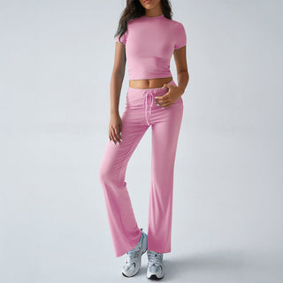 Crop Tee Drawstring Jogger Set in Pink — VerolynBoutique