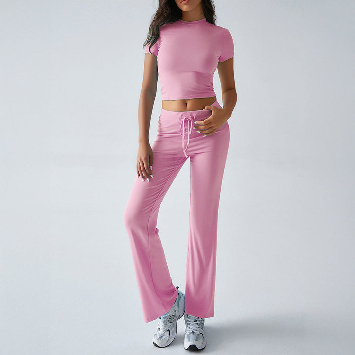 Crop Tee Drawstring Jogger Set in Pink — VerolynBoutique