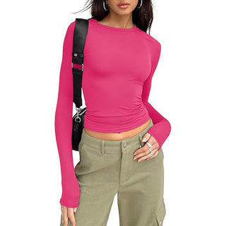 Fitted Crew Neck Top in Fuchsia — VerolynBoutique