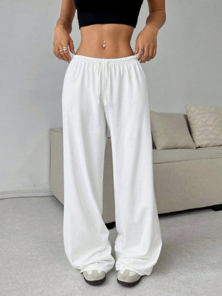 Relaxed Drawstring Wide Leg Trousers in White — VerolynBoutique
