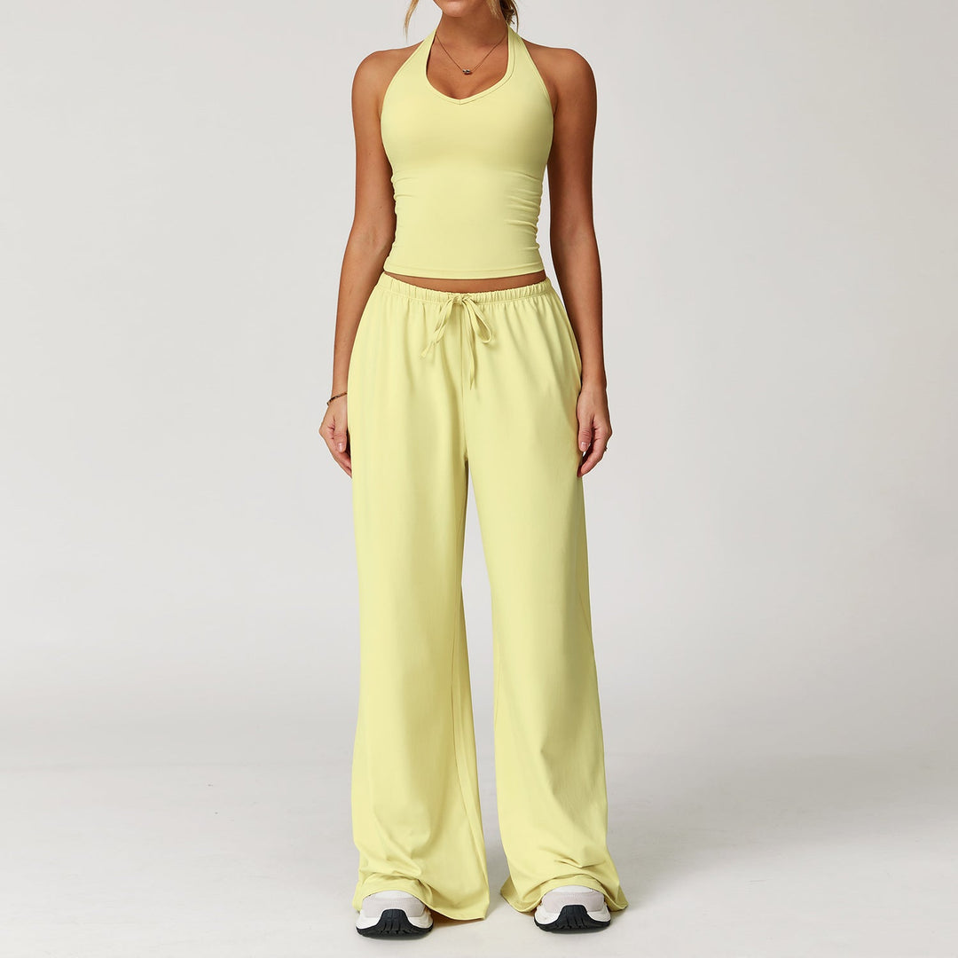 Crop Tank Wide-Leg Trouser Set in Yellow — VerolynBoutique