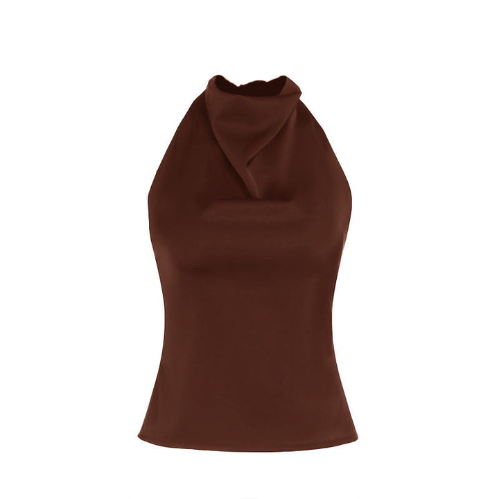 Halter Neck Backless Top in Brown — VerolynBoutique