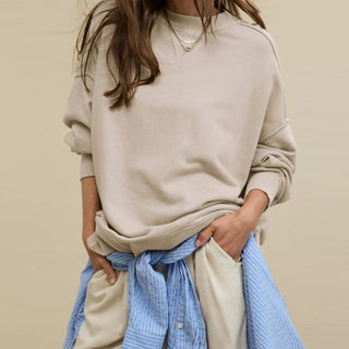 Relaxed Crew Neck Sweatshirt in Apricot — VerolynBoutique