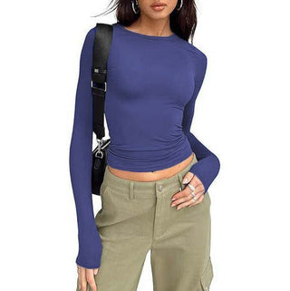 Fitted Crew Neck Top in Blue — VerolynBoutique