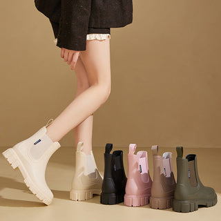 Chunky Sole Chelsea Rain Boots in Pink — VerolynBoutique