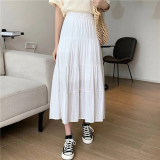Tiered A-Line Skirt in White — VerolynBoutique