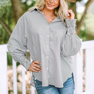 Relaxed Cotton Blend Shirt in Blue — VerolynBoutique