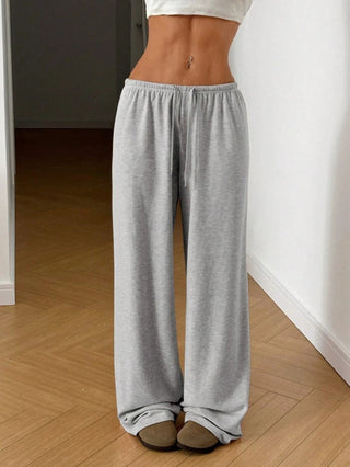 Relaxed Drawstring Wide Leg Trousers in Grey — VerolynBoutique