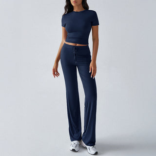 Crop Tee Drawstring Jogger Set in Navy — VerolynBoutique