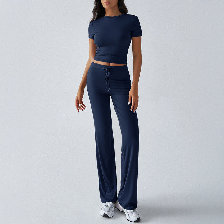 Crop Tee Drawstring Jogger Set in Navy — VerolynBoutique