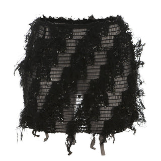 Fringe High-Waist Mini Skirt in Black — VerolynBoutique