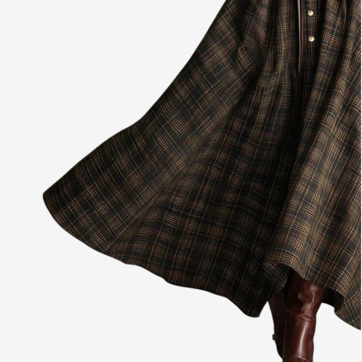 Belted Plaid Maxi Shirt Dress in Brown Plaid — VerolynBoutique